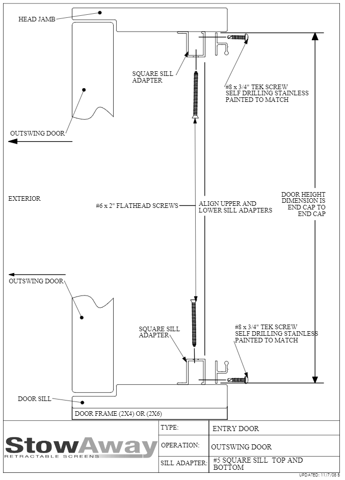 Outswing Entry Door Square Top & Bottom Sill